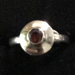 Vintage 925 Sterling Silver Red Garnet Ring